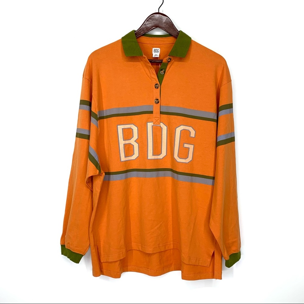 BDG Urban Outfitters Oversized Ryder Polo Shirt W/ Long Striped Sleeves New Nwt